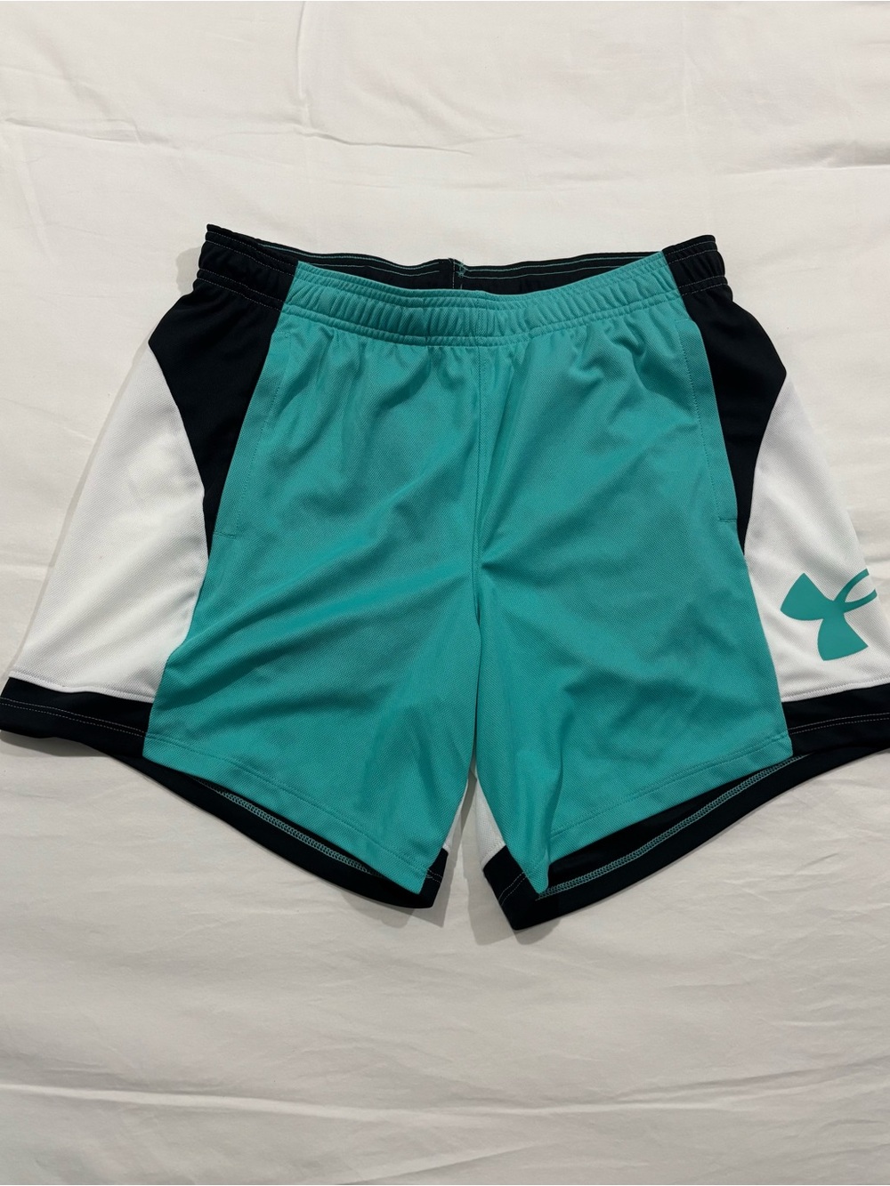 Under Armour Women's Teal Athletic Shorts with Black and White Panels